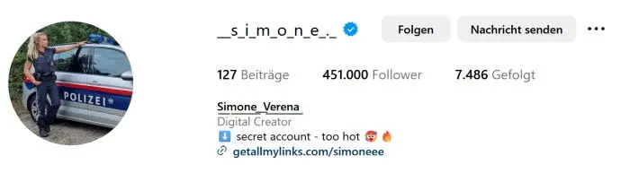 instagram page of simone
