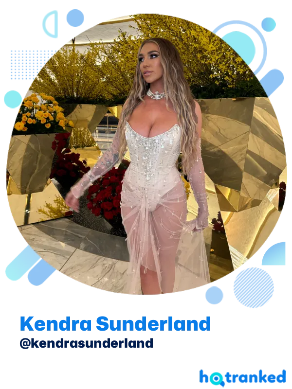 sheer gown worn by Kendra Sunderland at event