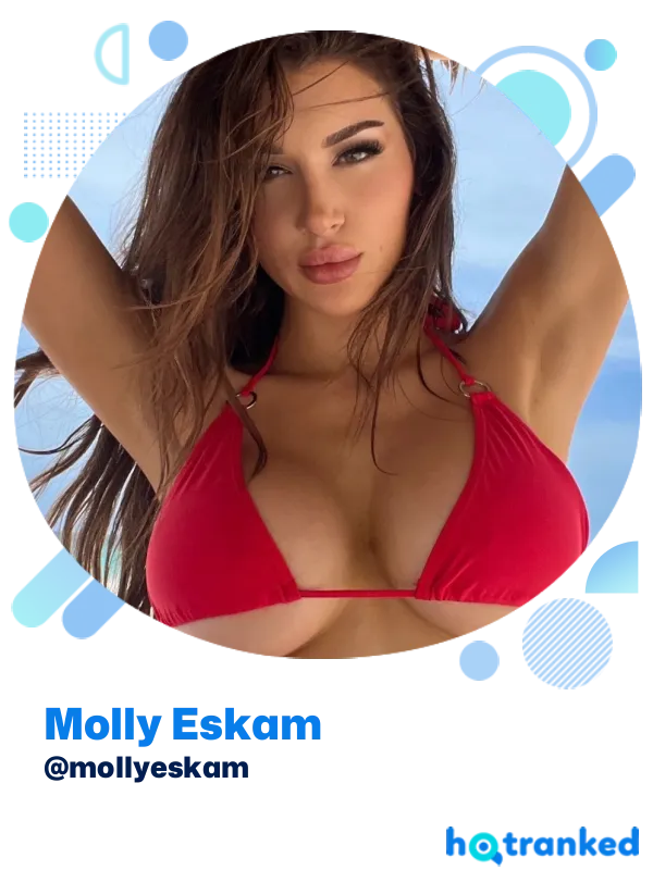 vibrant red bikini worn by Molly Eskam