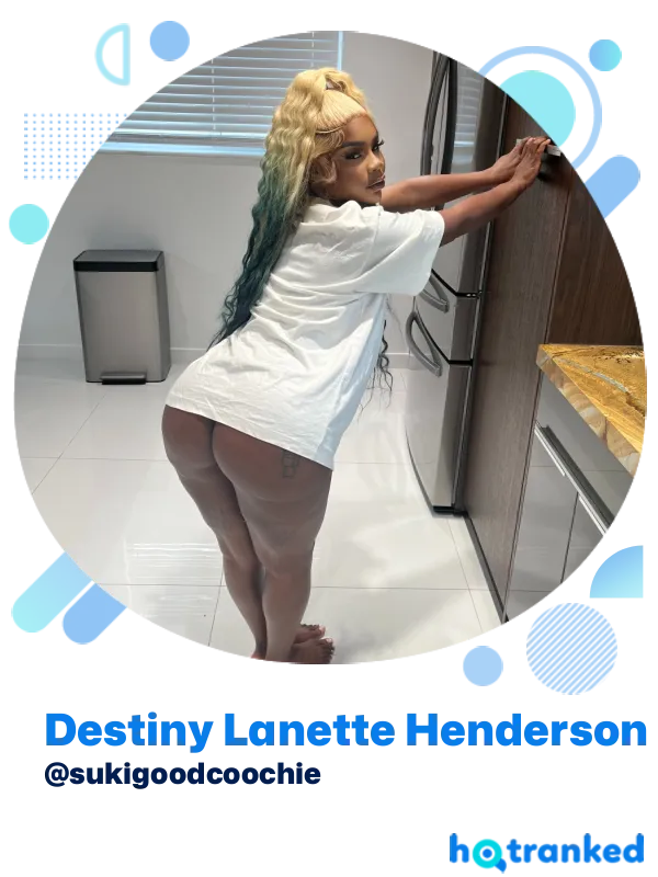 African American OnlyFans creator Destiny Lanette Henderson posing in white shirt and black thong