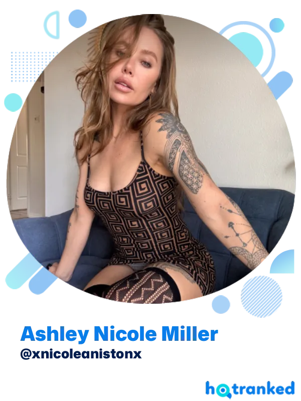 Ashley Nicole Miller in black patterned dress